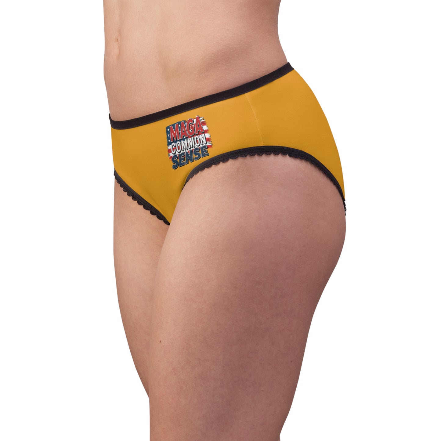 "MAGA Common Sense" #01, Women's Briefs (School Bus Yellow)