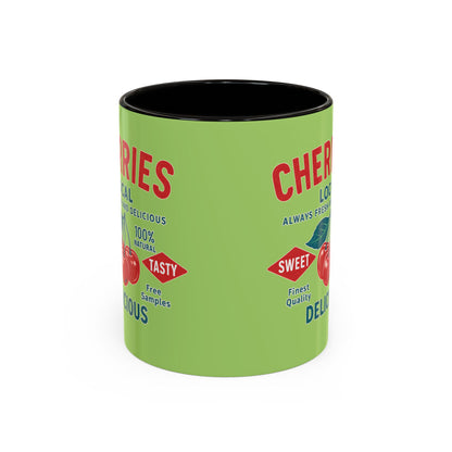 "Delicious Cherries", Colorful Mugs (11oz, 15oz) (Orchard Lime)