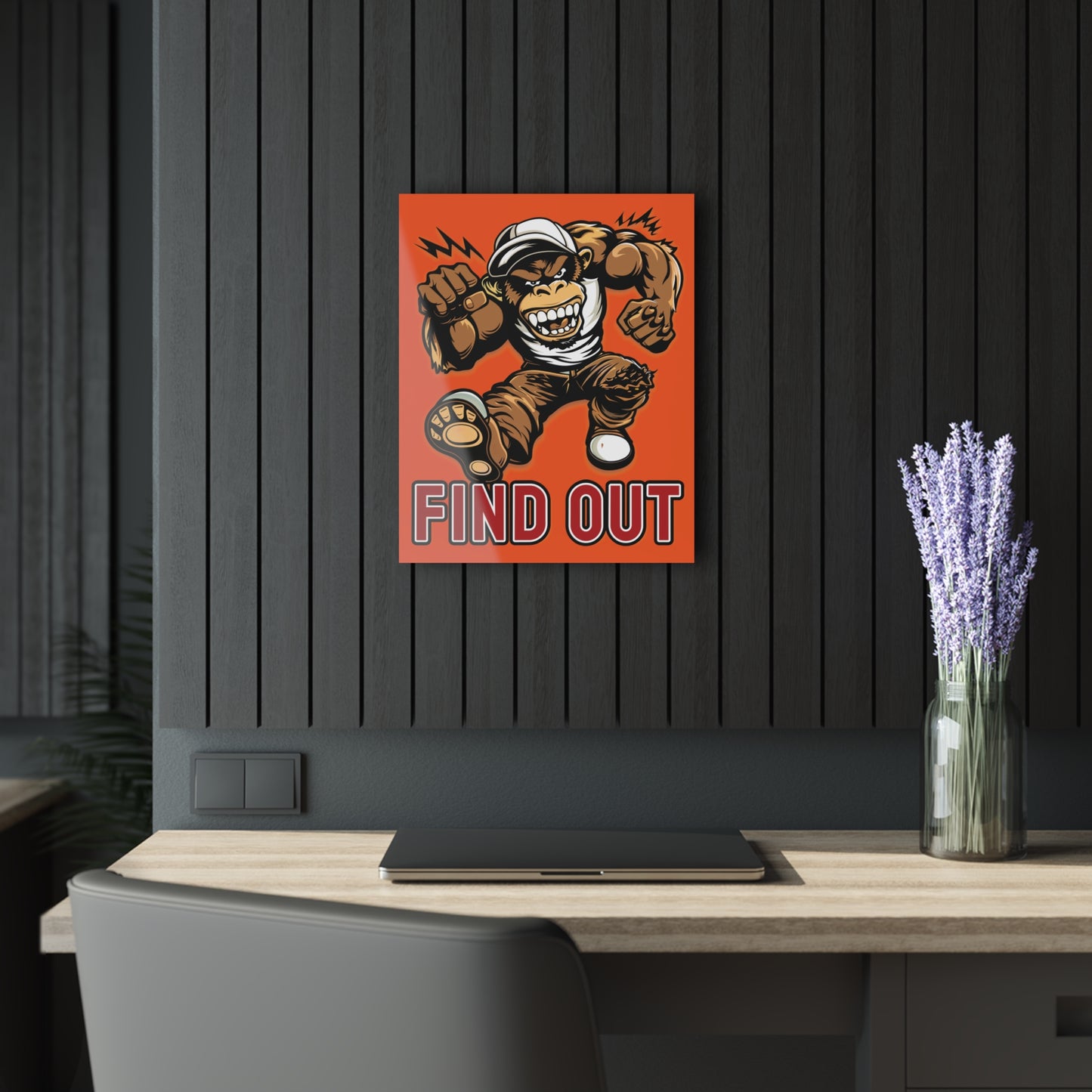 "Find Out", Acrylic Wall Prints (French Cleat Hanging) (Willpower Orange)