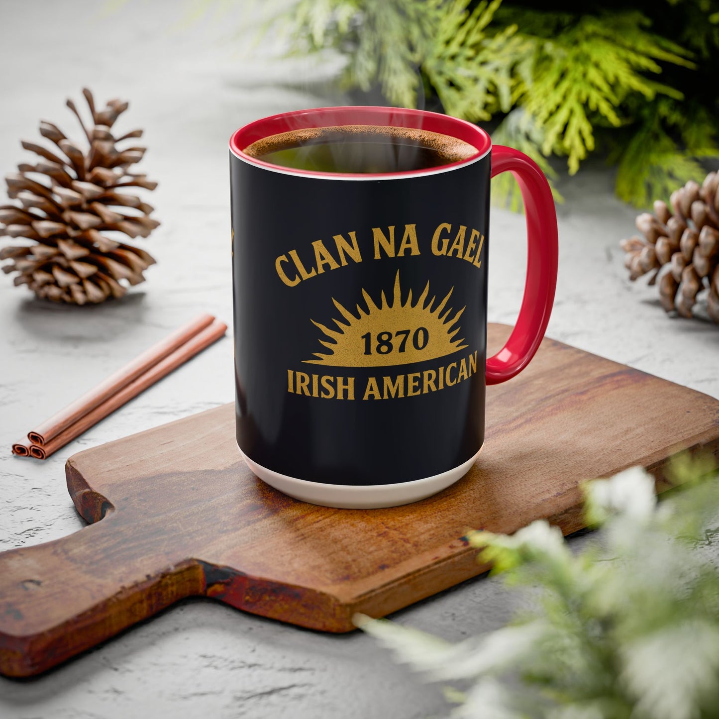 "Clan na Gael - Irish American", Colorful Mugs (11oz, 15oz) (Black Denim)
