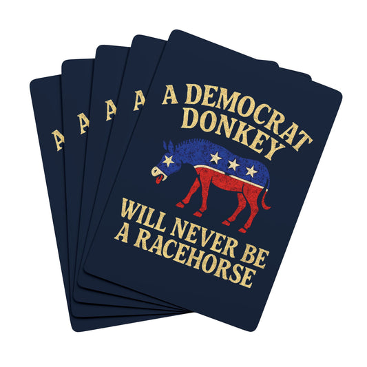 "A Democrat Donkey", Political Playing Cards (Dark Cambridge Blue)