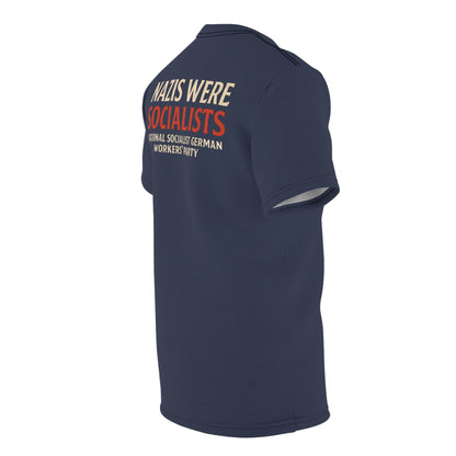 "Nazis were Socialists", Unisex T-shirt (Burka Blue Grey)