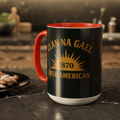 "Clan na Gael - Irish American", Colorful Mugs (11oz, 15oz) (Túath Green)