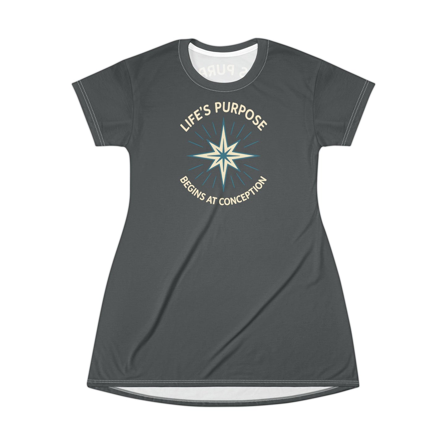 "Life's Purpose Begins at Conception #01", T-Shirt Dress (Mako Grey)