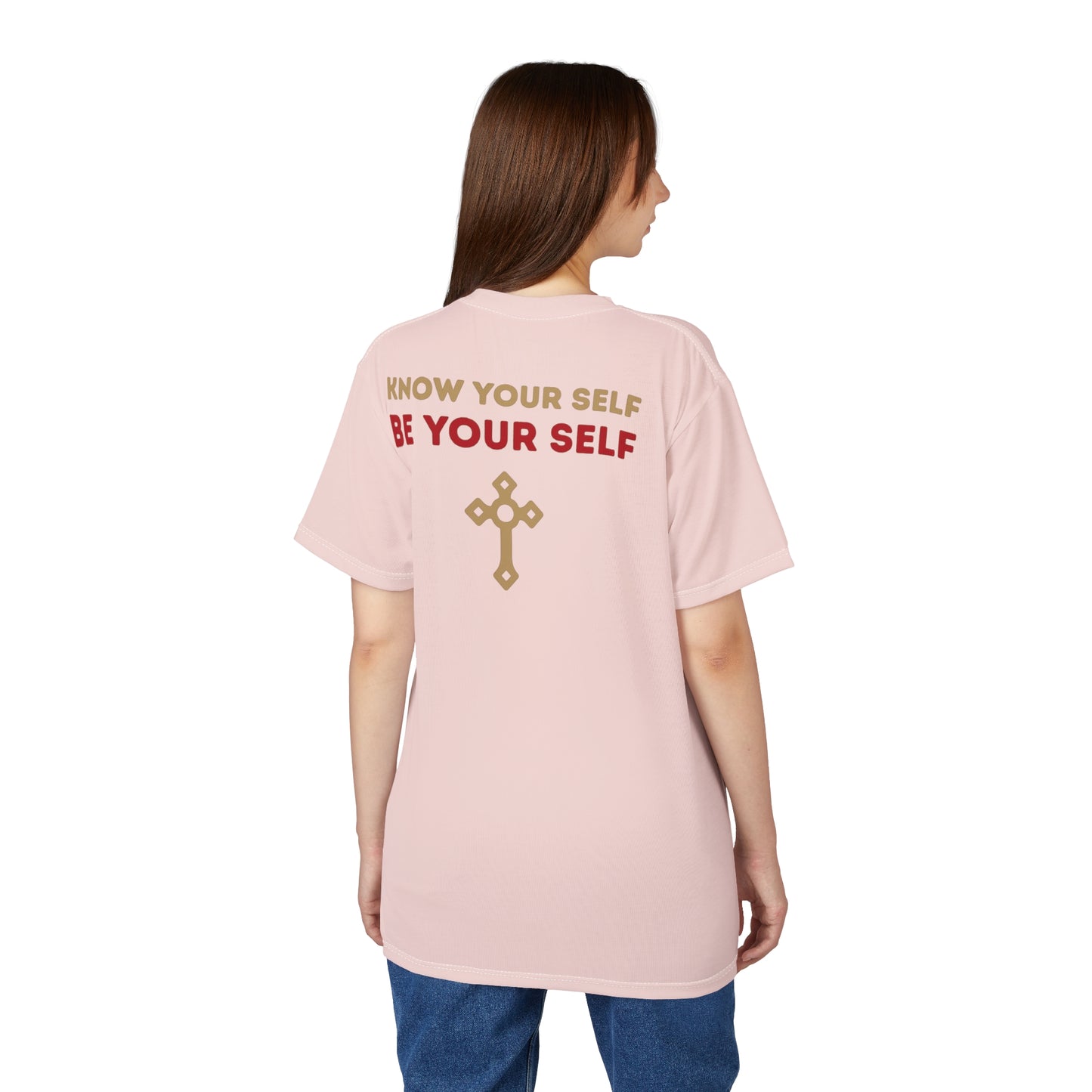 "Know Your Self", Unisex T-shirt (Antique Coral)