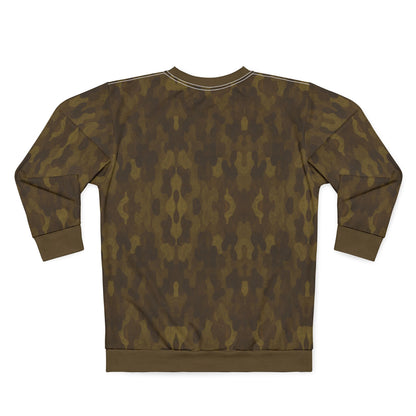 "Swamp Recon Camouflage", Unisex Sweatshirt (Cattail Bronze Cuffs and Collar)