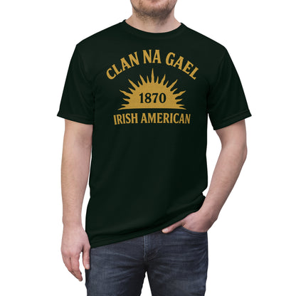 "Clan na Gael - Irish American", Unisex T-shirt (Túath Green)