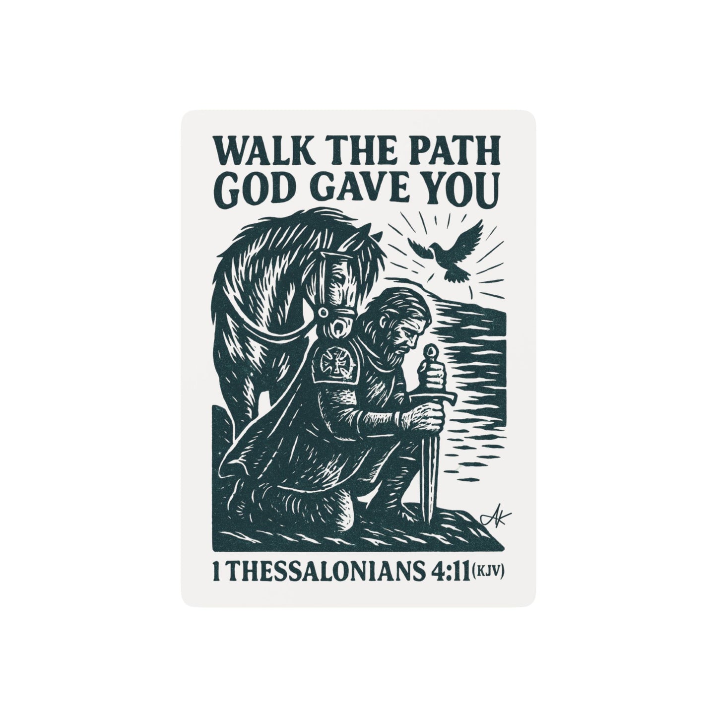 "1 Thessalonians 4:11 (KJV)", Retro Playing Cards (Porcelain White)