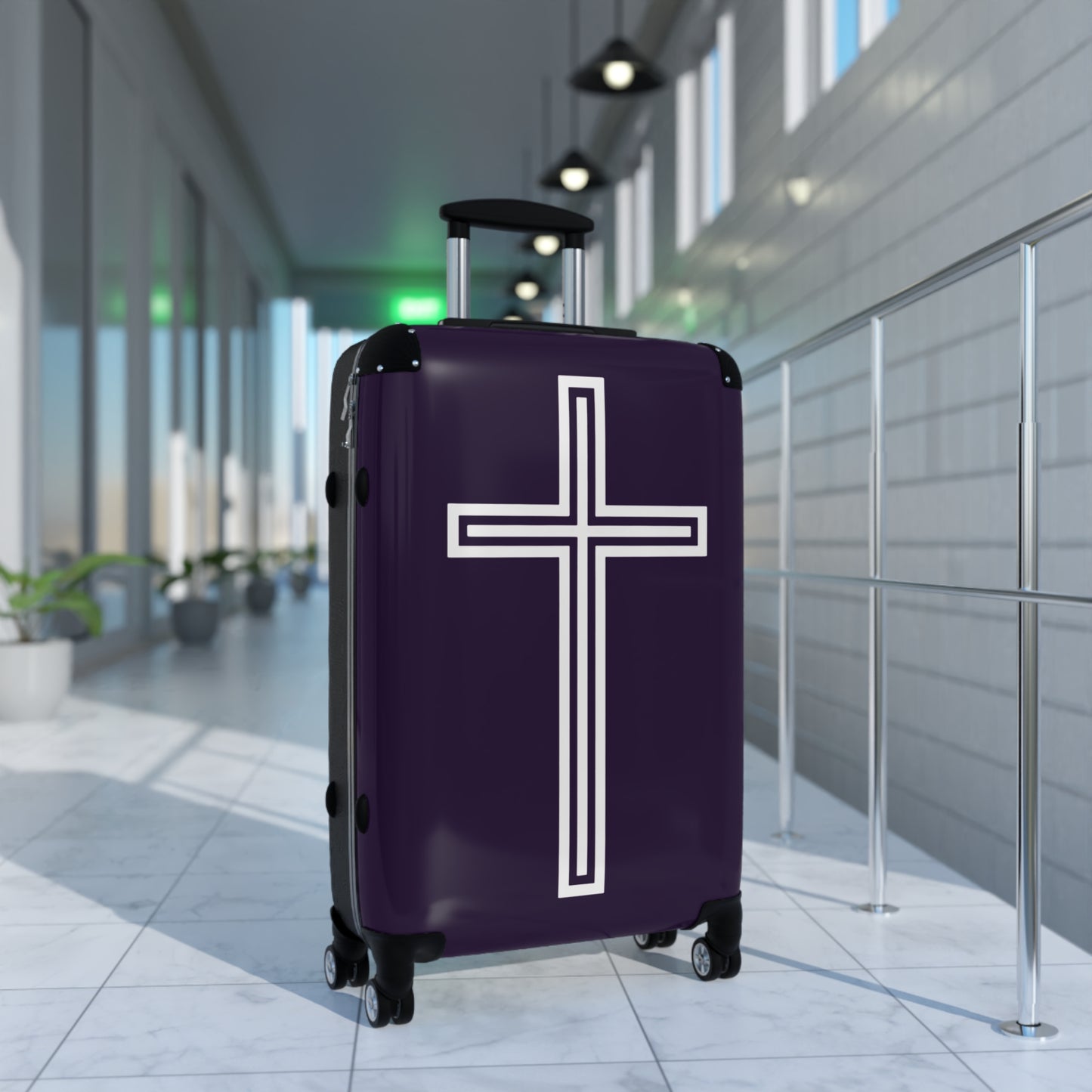 "A Simple Cross" Suitcases (Academic Purple)