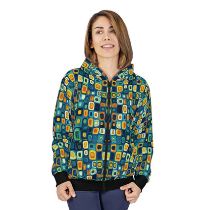 "Soul Mosaic", Unisex Wearable Art Zip Hoodie (Void Black Cuffs & Waistband)