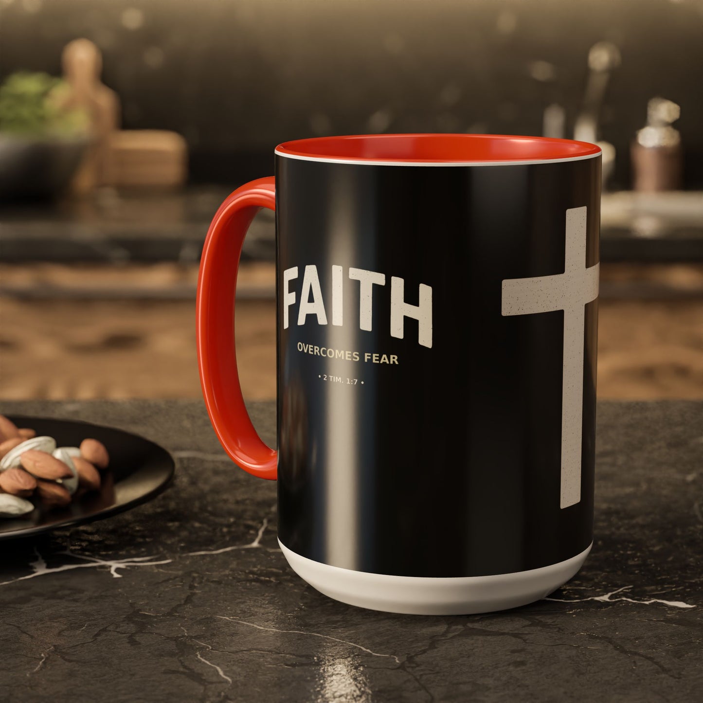 "Faith Overcomes Fear", Colorful Mugs (11oz, 15oz)