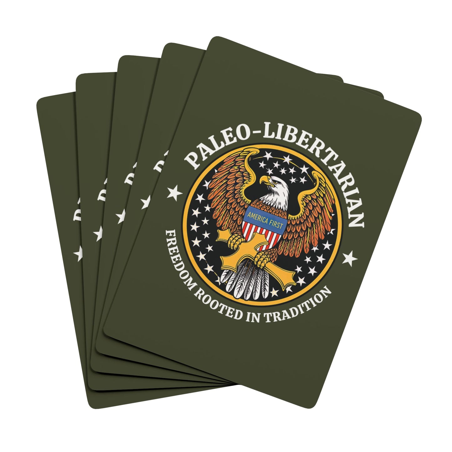 "Paleo-Libertarian" #01, Political Playing Cards (Dark Olive Green)