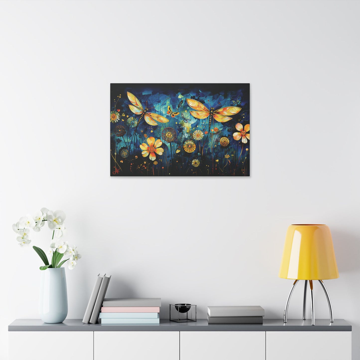 "Lucky Day Dragonflies", Stretched Classic Canvas Fine Art Print
