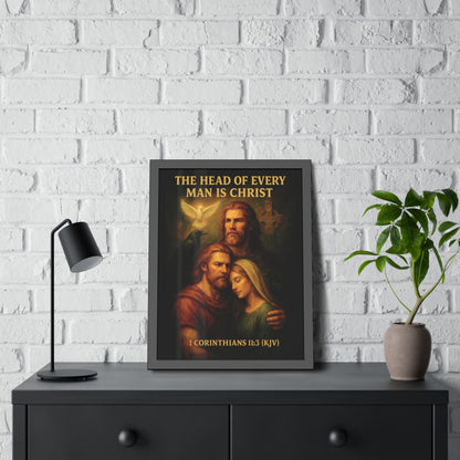 "1 Corinthians 11:3 (KJV)", Framed Paper Poster (Shadow Black)