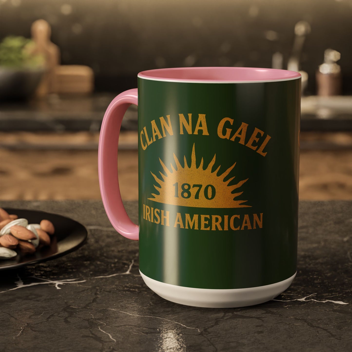"Clan na Gael - Irish American", Colorful Mugs (11oz, 15oz) (Brithemain Green)
