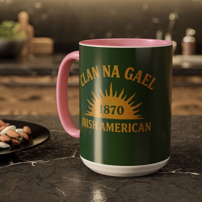 "Clan na Gael - Irish American", Colorful Mugs (11oz, 15oz) (Brithemain Green)