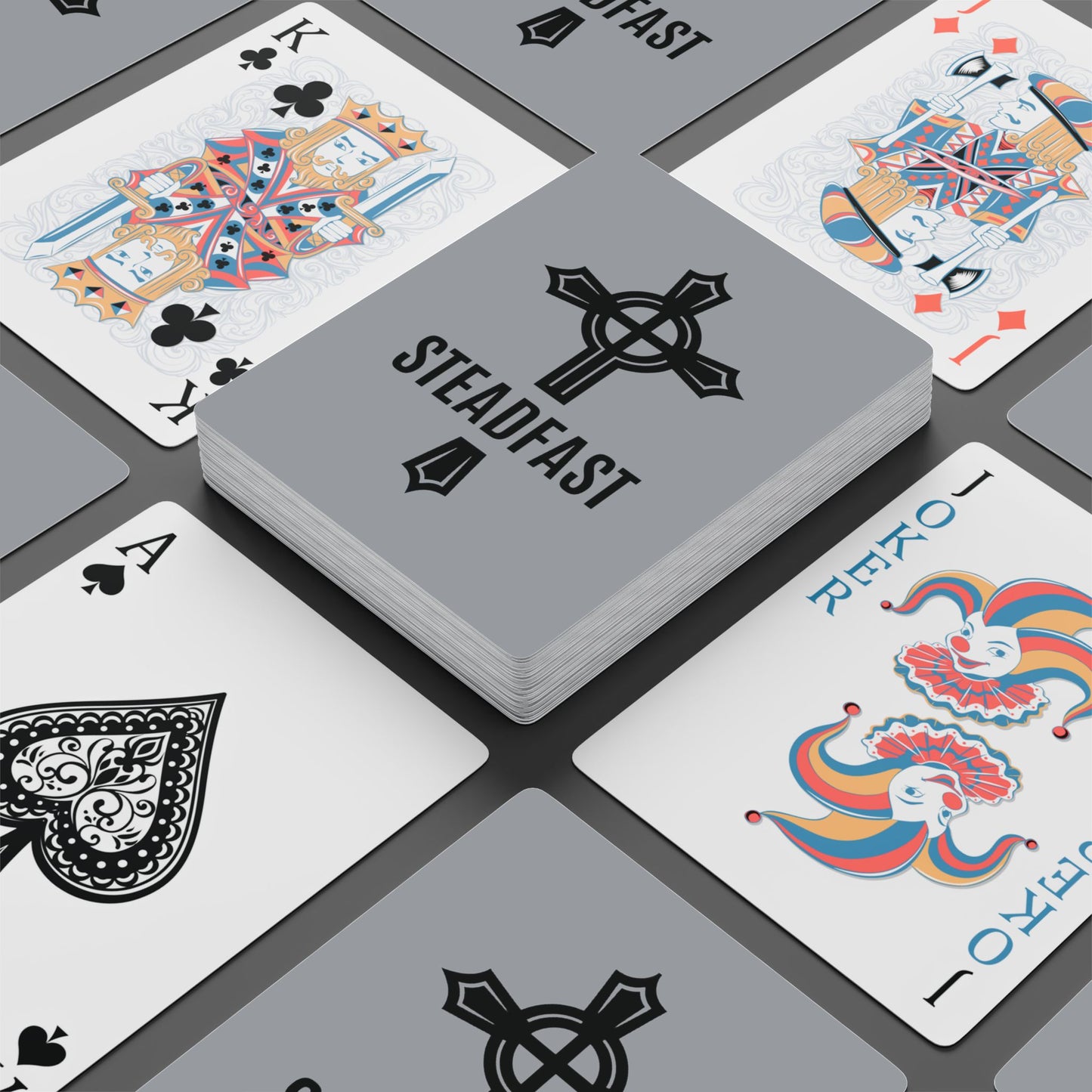 "Steadfast Cross", Christian Playing Cards (Serene Grey)