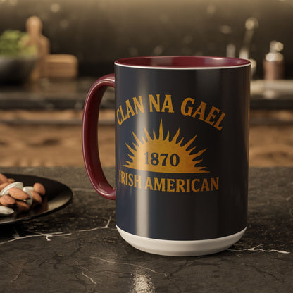 "Clan na Gael - Irish American", Colorful Mugs (11oz, 15oz) (Blue Burka Grey)