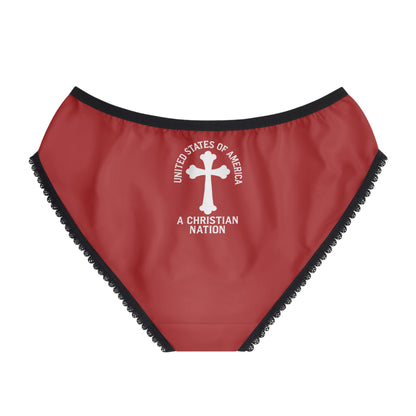 "USA - A Christian Nation" #04, Women's Briefs (Epidii Red)