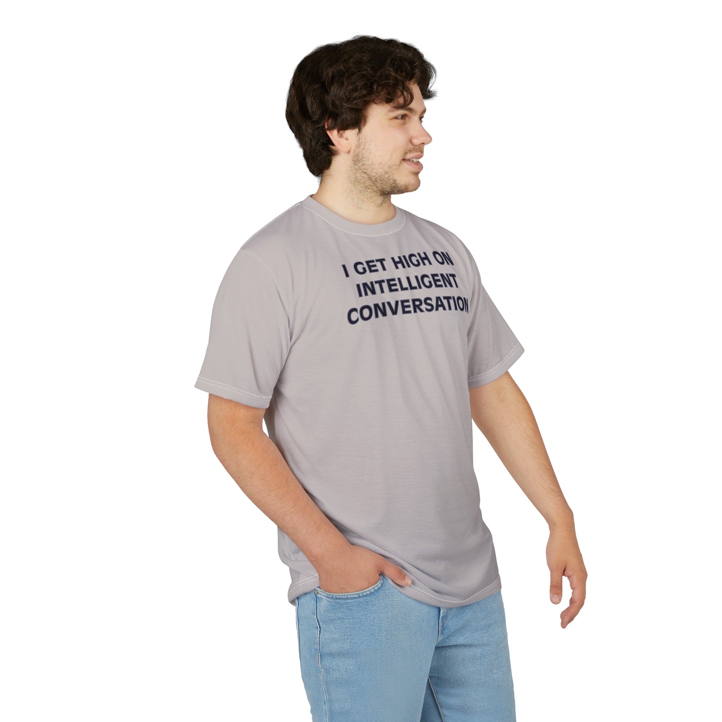 "Intelligent Conversation", Unisex T-shirt (Warm Ash)