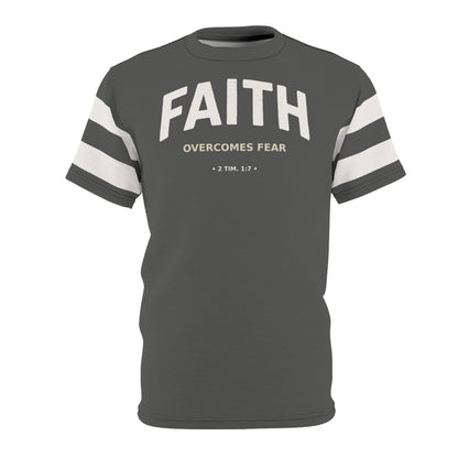 "Faith Overcomes Fear", Unisex Tee (Panzer Grey)