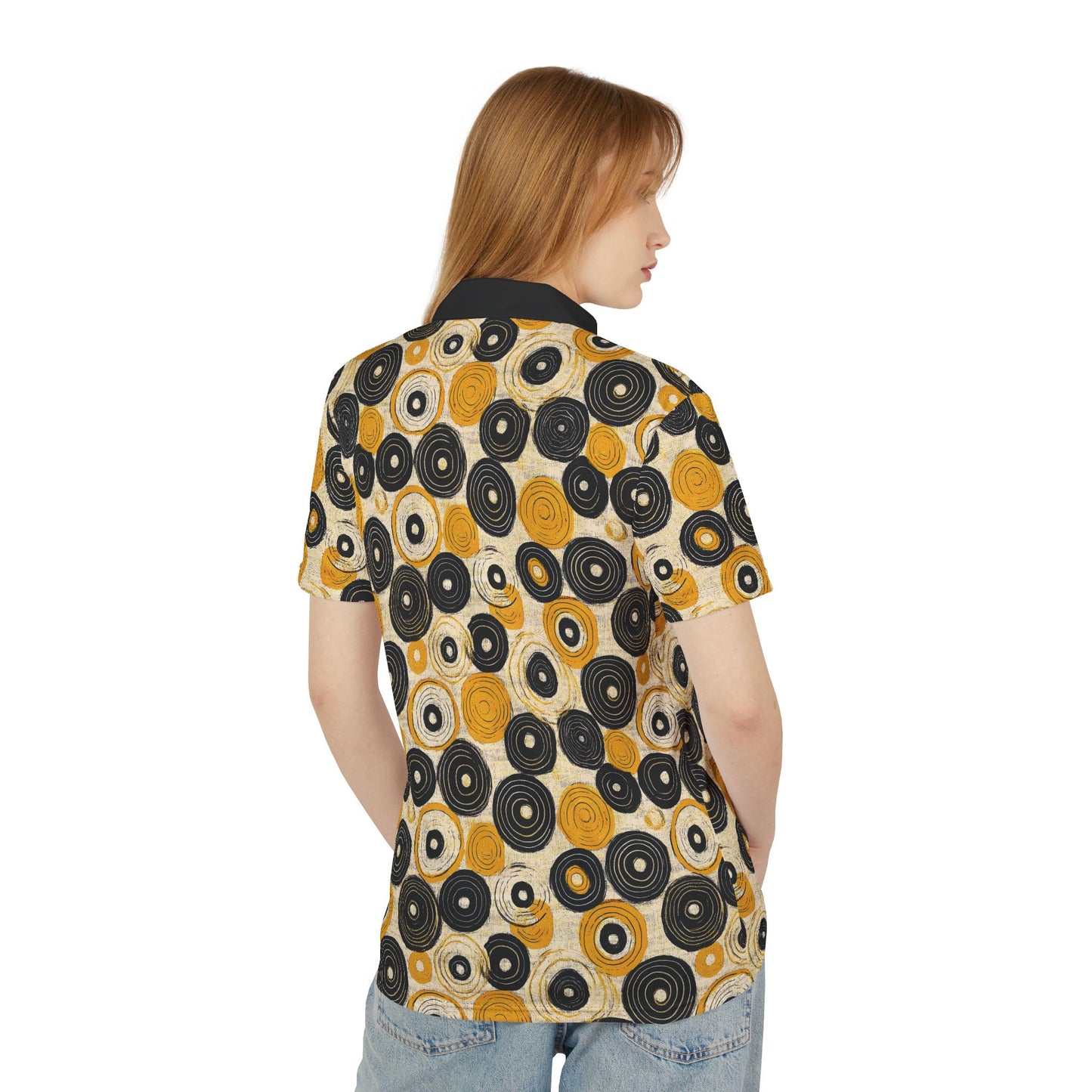 "Old 45's", Unisex Polo Shirt (70's Black Collar)