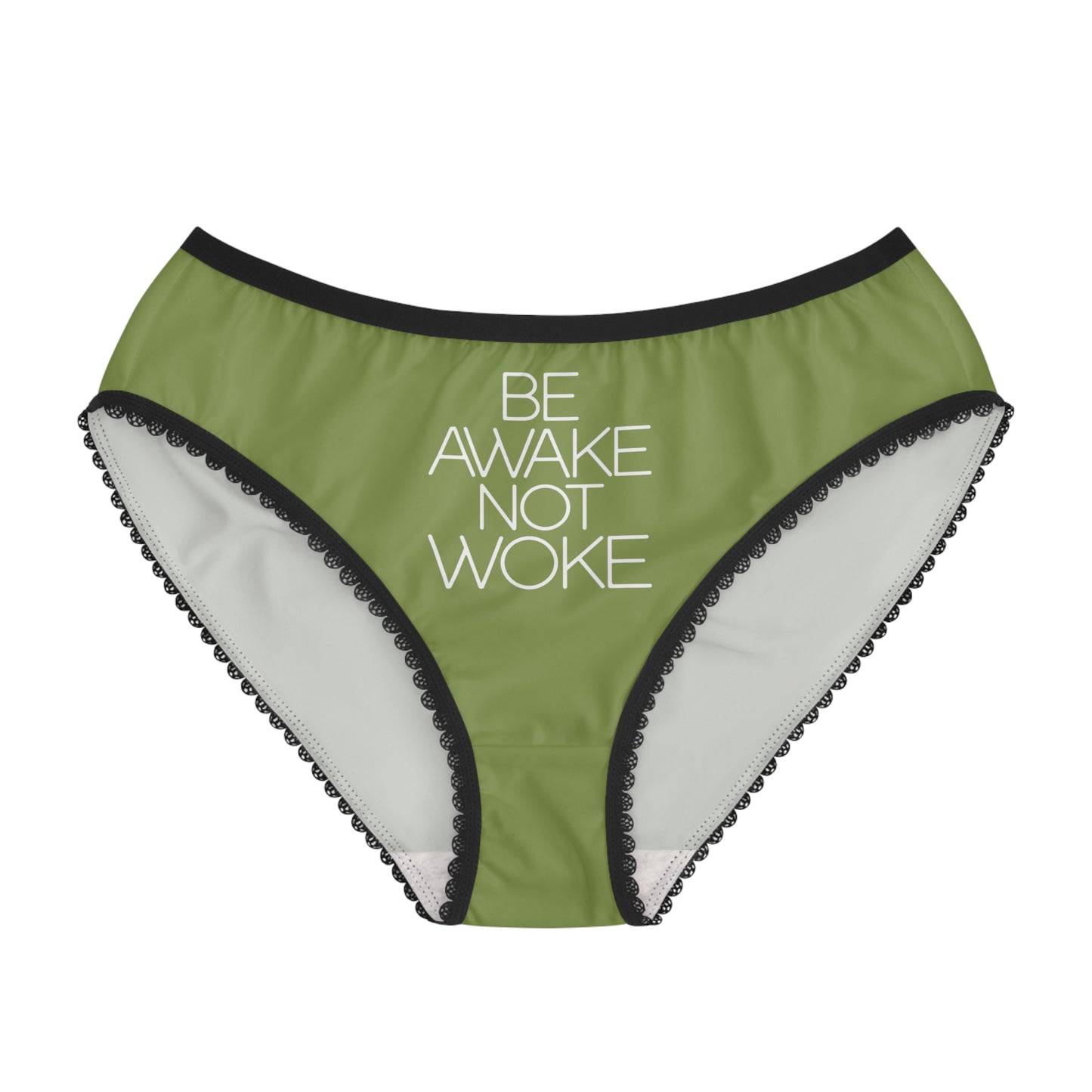 "Be Awake Not Woke" #2, Women's Briefs (Zombie Green)