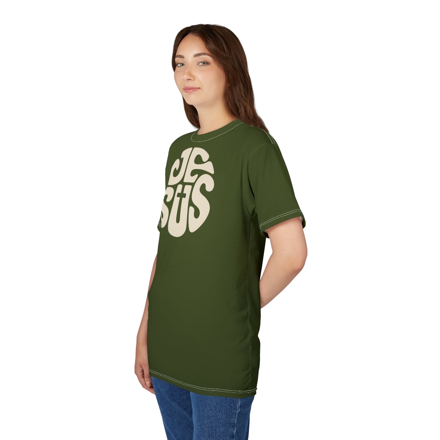 "Retro Jesus", Unisex T-shirt (Verdun Green)