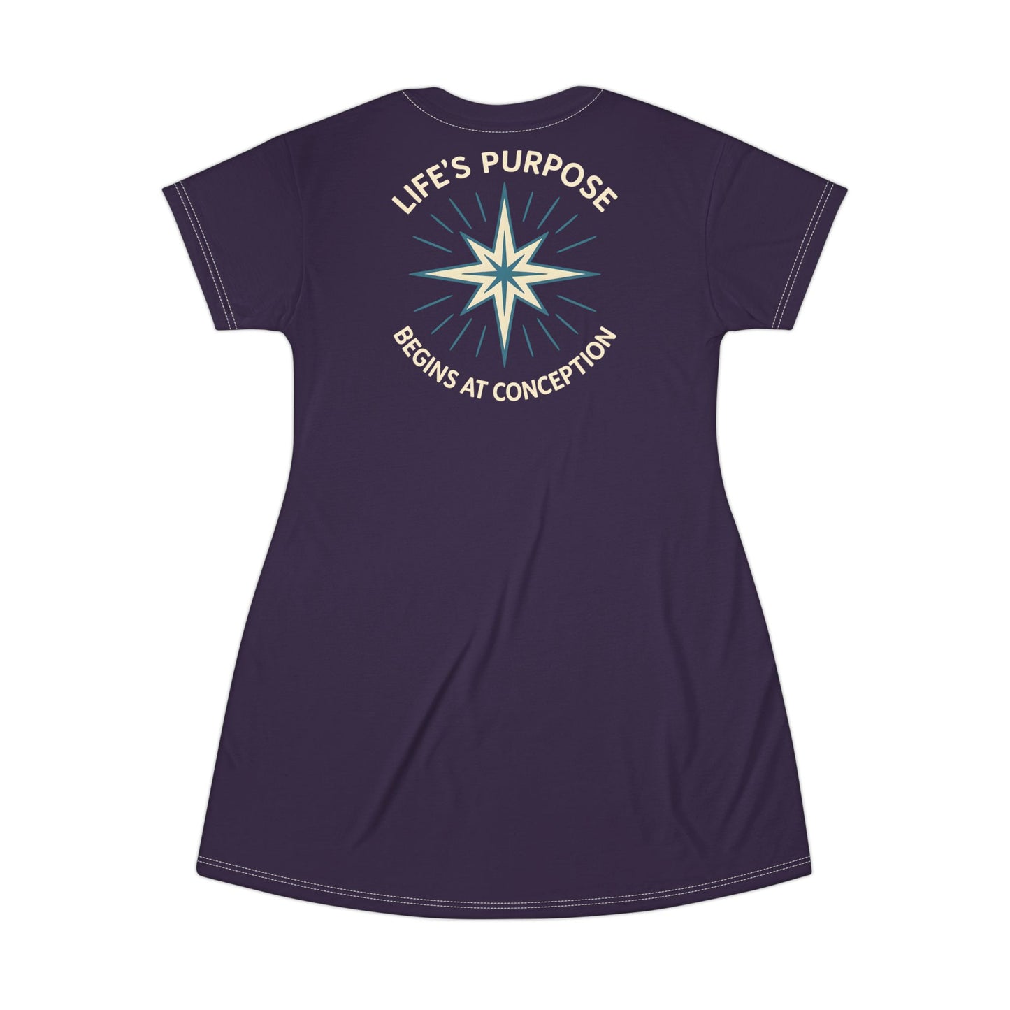 "Life's Purpose Begins at Conception #01", T-Shirt Dress (Academic Purple)