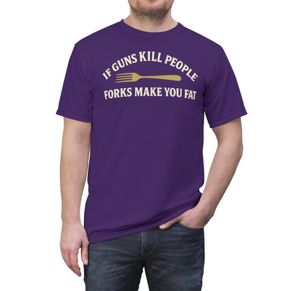 ''Forks Make You Fat", Unisex T-shirt (Thistle Purple)