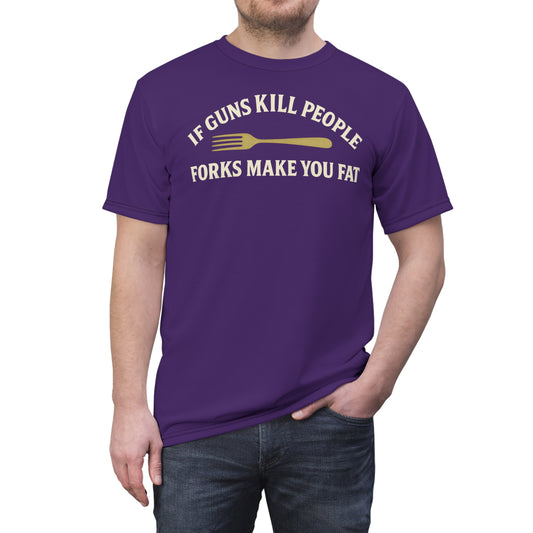 ''Forks Make You Fat", Unisex T-shirt (Thistle Purple)