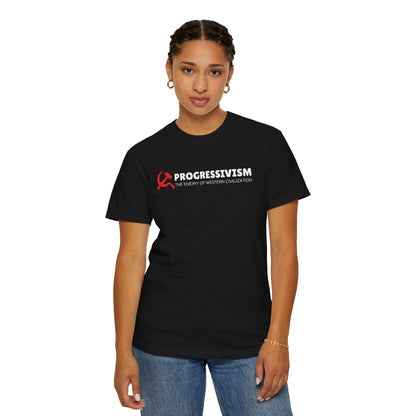 "Progressivism - Enemy of Western Civilization", Unisex T-shirt (Dark Colors)