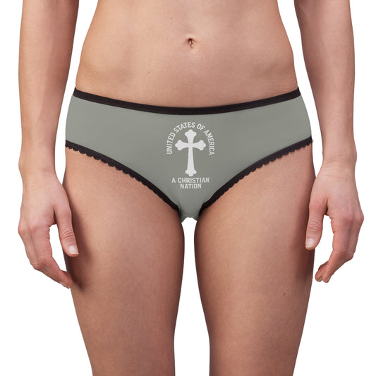 "USA - A Christian Nation" #04, Women's Briefs (Old Church Slate Grey)