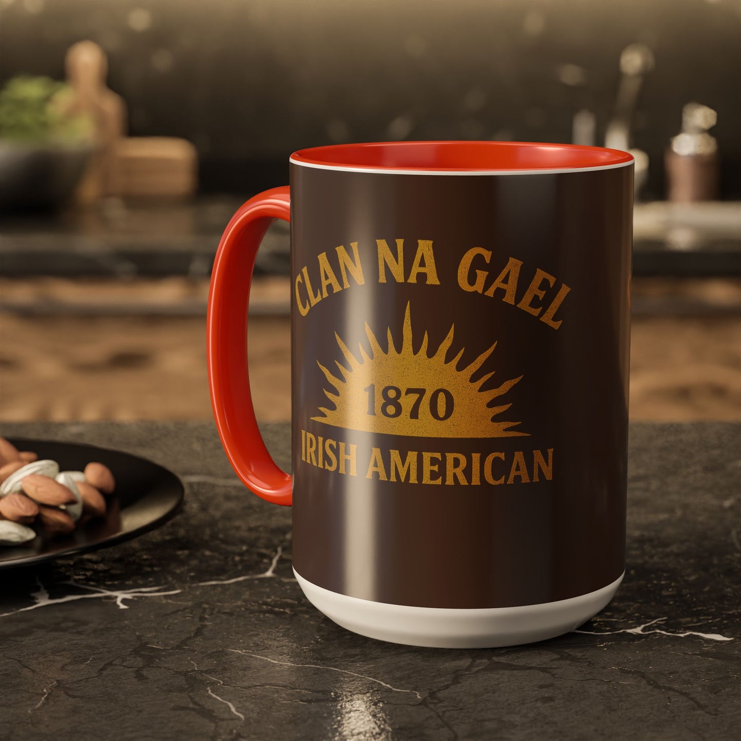 "Clan na Gael - Irish American", Colorful Mugs (11oz, 15oz) (Wild Boar Brown)