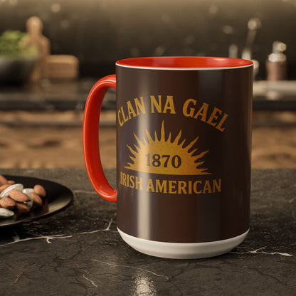 "Clan na Gael - Irish American", Colorful Mugs (11oz, 15oz) (Wild Boar Brown)