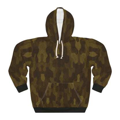 "Swamp Recon Camouflage", Unisex Wearable Art Pullover Hoodie (Alligator Black Cuffs & Waist)