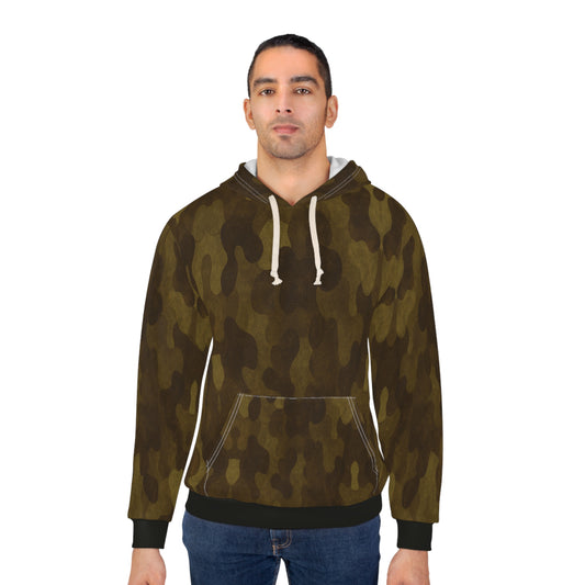 "Swamp Recon Camouflage", Unisex Wearable Art Pullover Hoodie (Alligator Black Cuffs & Waist)