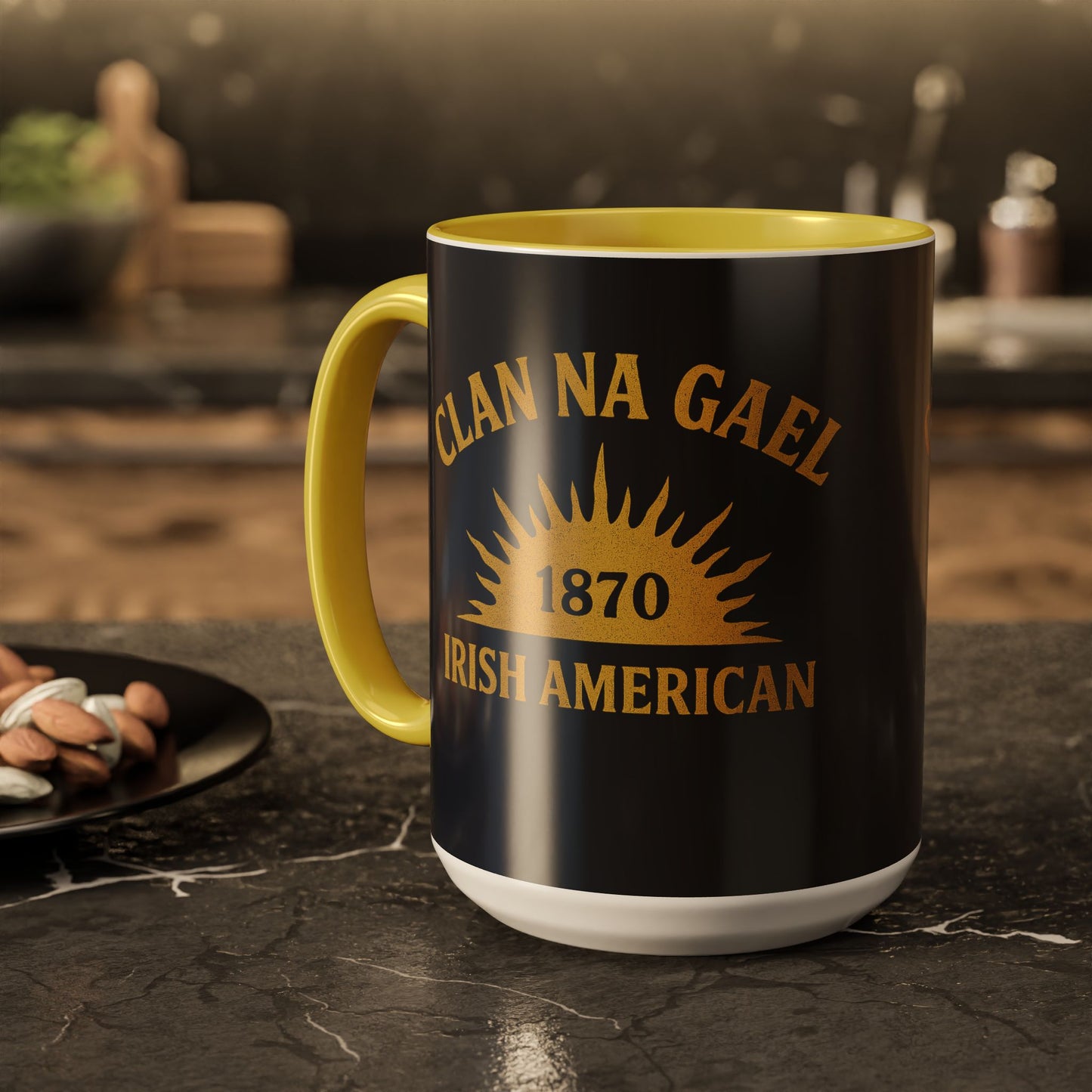 "Clan na Gael - Irish American", Colorful Mugs (11oz, 15oz) (Black Denim)