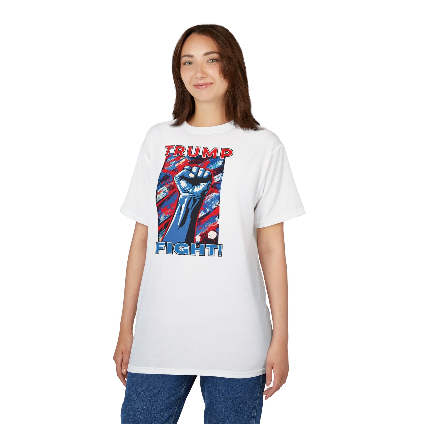 "TRUMP FIGHT!", Unisex White T-shirt