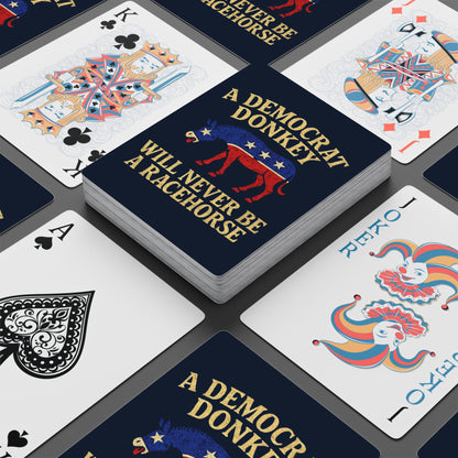 "A Democrat Donkey", Political Playing Cards (Dark Cambridge Blue)