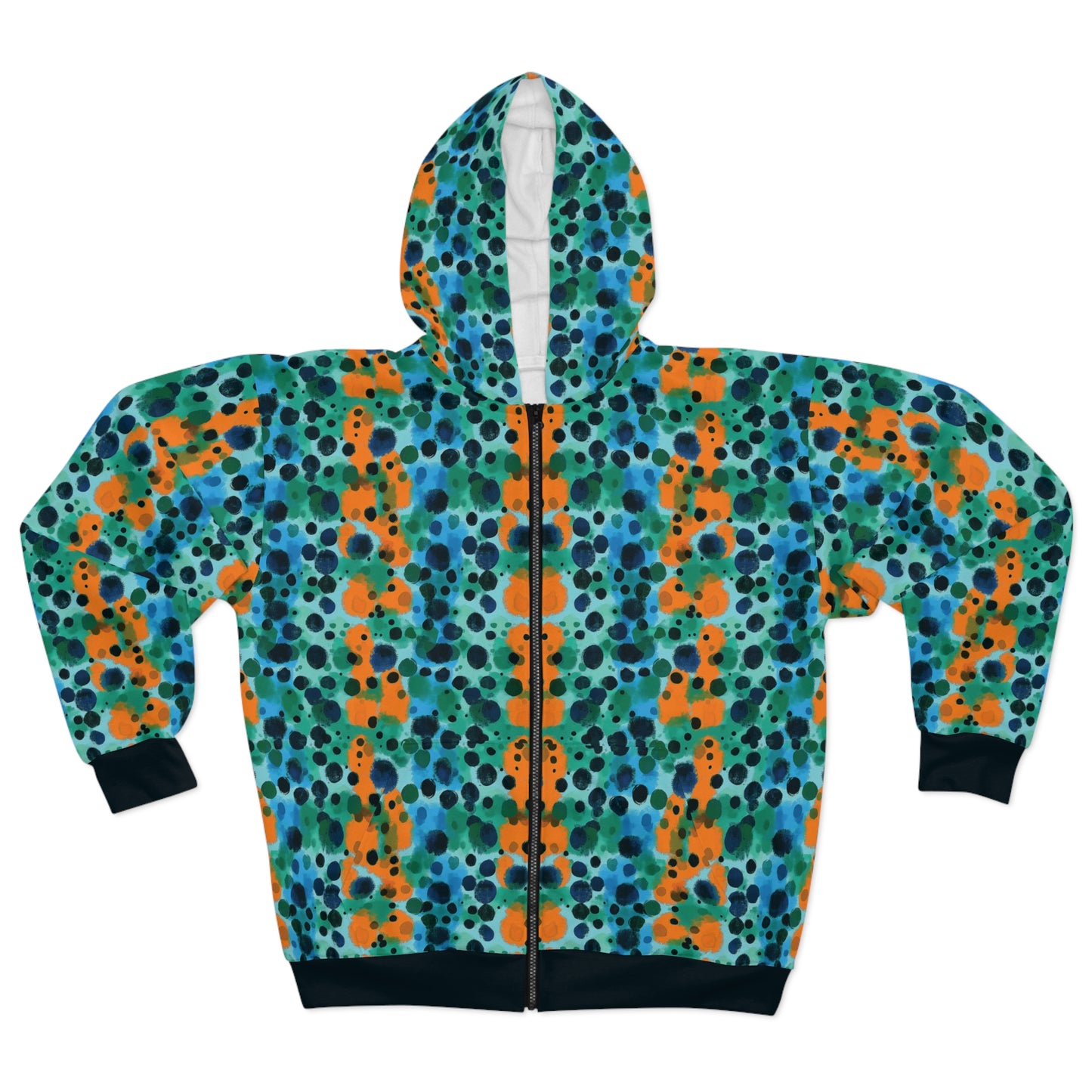 "Midnight Coral", Unisex Wearable Art Zip Hoodie