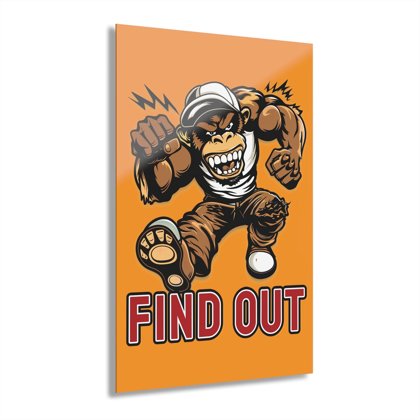 "Find Out", Acrylic Wall Prints (French Cleat Hanging) (Goldfish Orange)