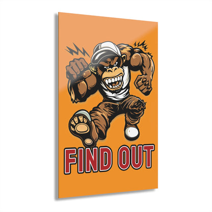 "Find Out", Acrylic Wall Prints (French Cleat Hanging) (Goldfish Orange)