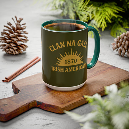 "Clan na Gael - Irish American", Colorful Mugs (11oz, 15oz) (Fianna Green)