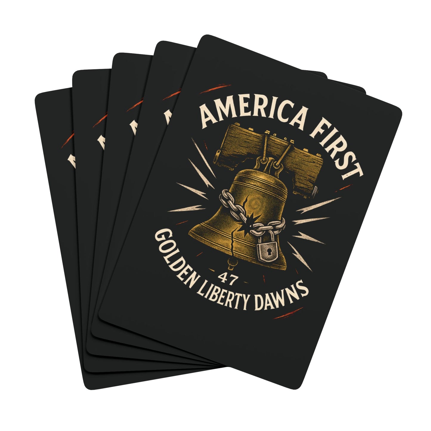 "America First - Golden Liberty Dawns - 47", Cultural Political Playing Cards (Void Black)