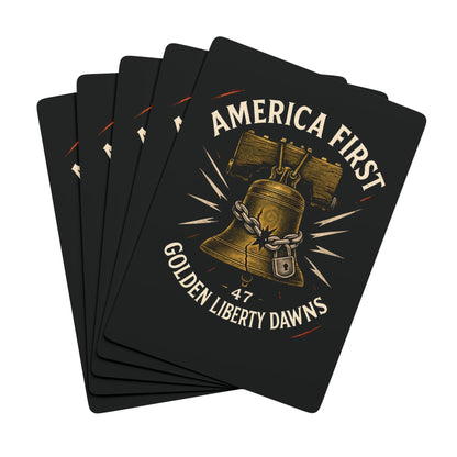 "America First - Golden Liberty Dawns - 47", Cultural Political Playing Cards (Void Black)