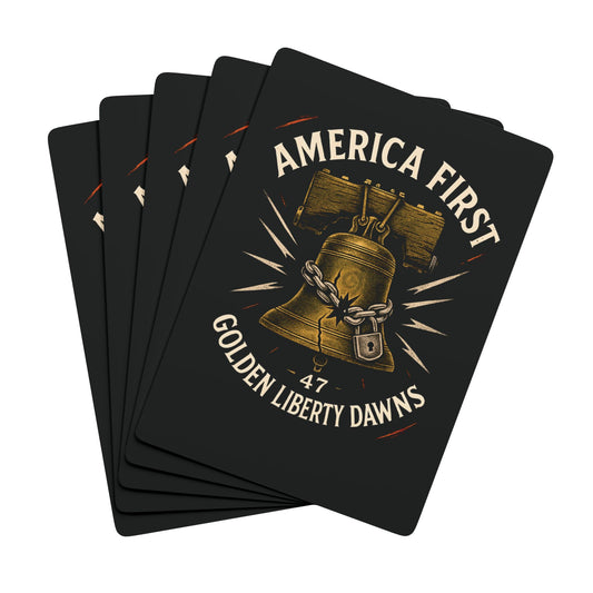 "America First - Golden Liberty Dawns - 47", Cultural Political Playing Cards (Void Black)