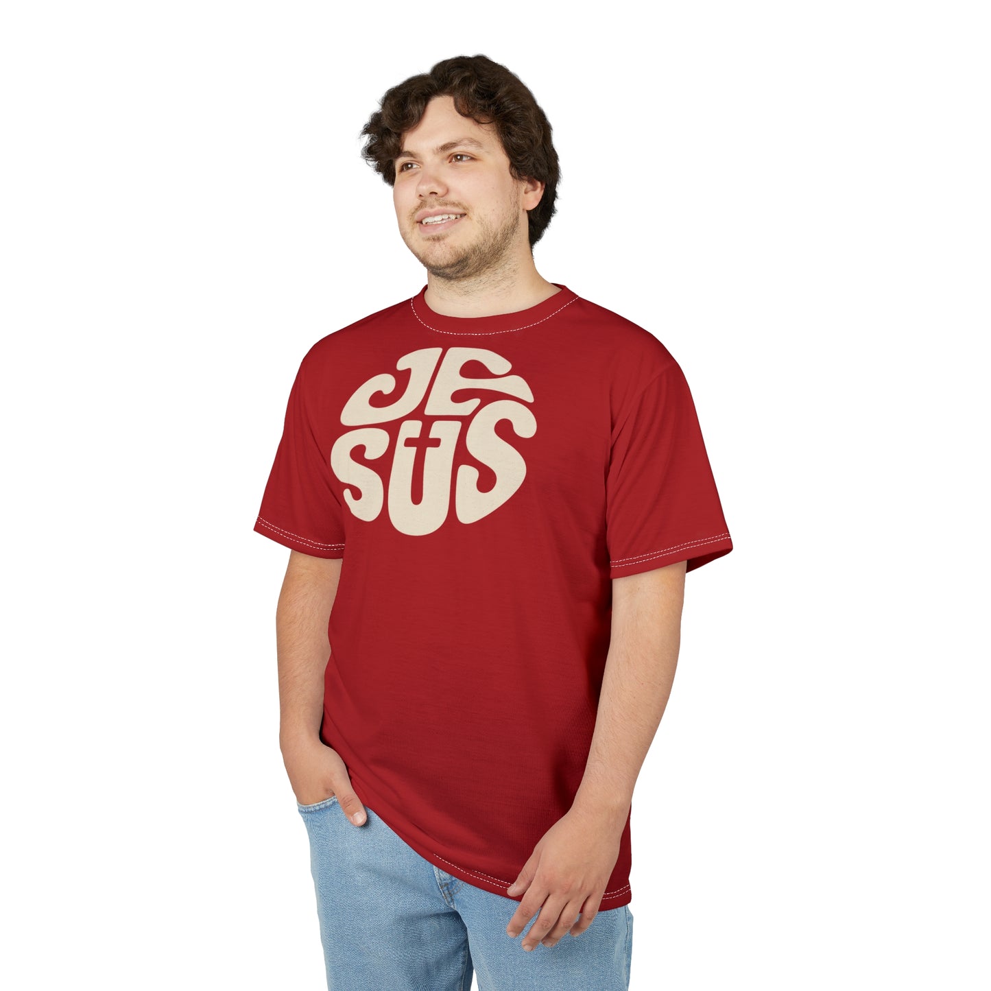 "Retro Jesus", Unisex T-shirt (Islay Red)