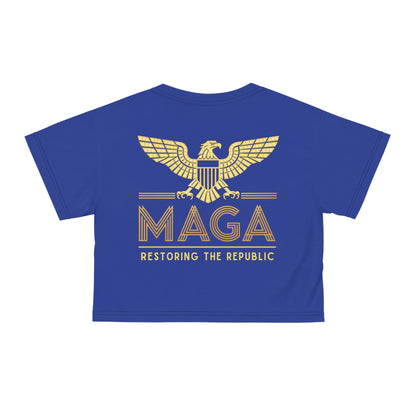 "MAGA - Restoring the Republic", Crop Tee (Patriot Blue)
