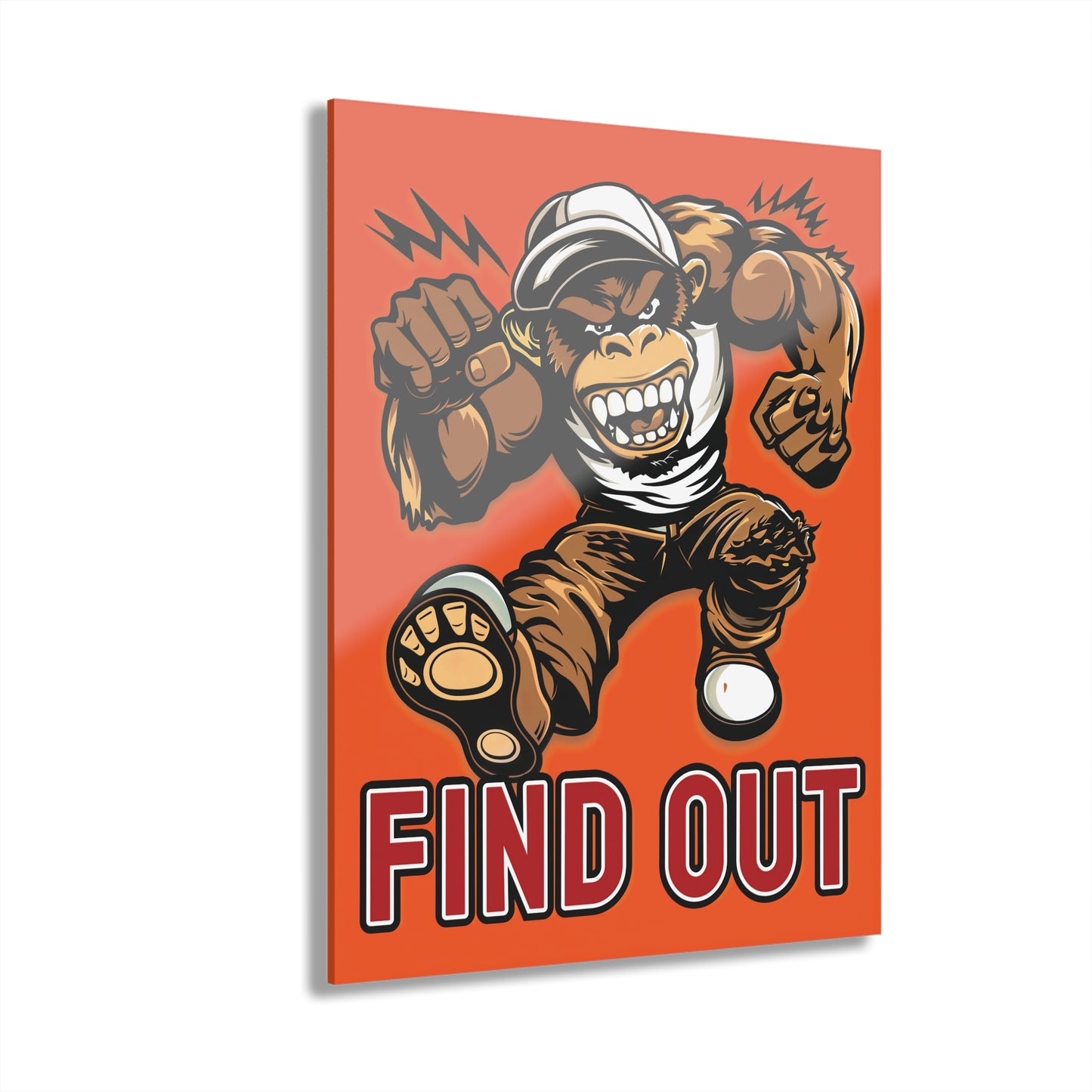 "Find Out", Acrylic Wall Prints (French Cleat Hanging) (Willpower Orange)